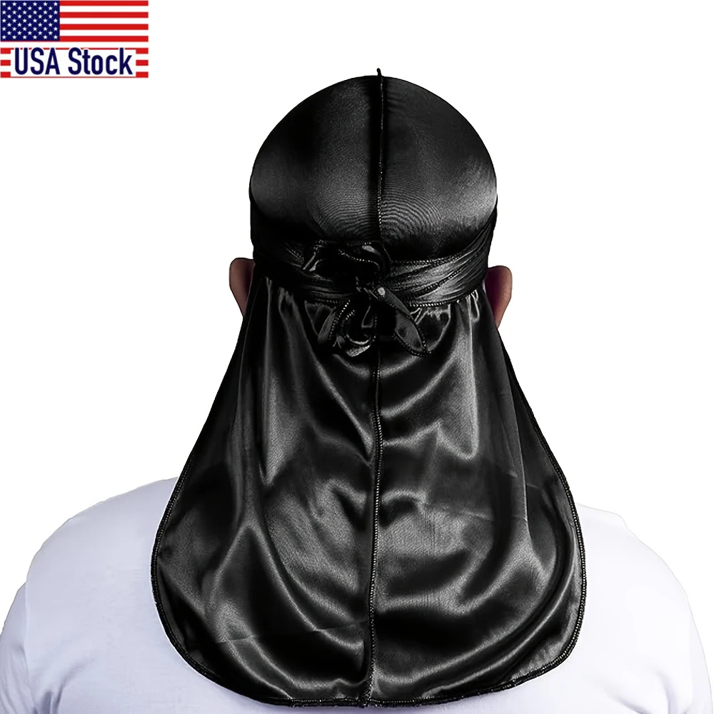 2 szt. czarno-białych pirackich czapek z długim wypustem z imitacji jedwabiu, jedwabisty durag, jedwabne czapki-hidżaby, odpowiednie dla kobiet i mężczyzn