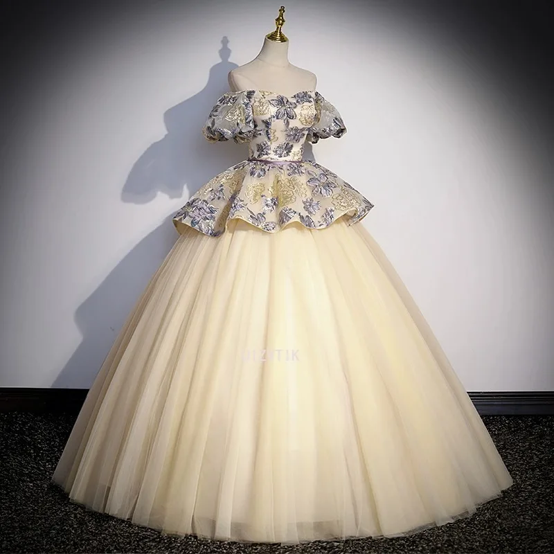 Customized Off Shoulder Ball Gown Quinceanera Dresses Puff sleeve Prom Evening Birthday Party Gowns Luxury Formal Occasion Dress