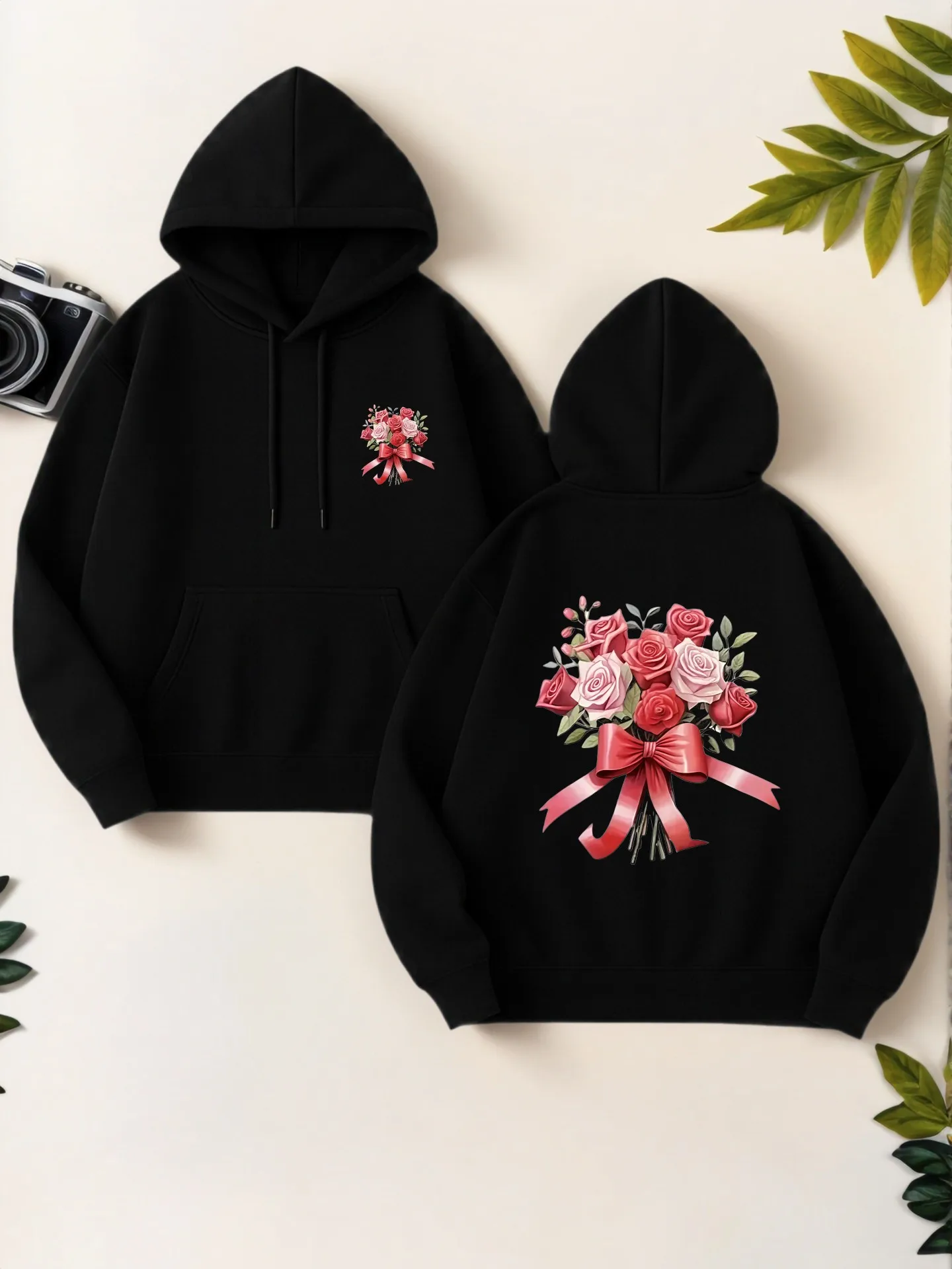 

Floral Graphic Women Hoodie, Casual Aesthetic Design, Soft Fabric, Casual Everyday Wear for Teens