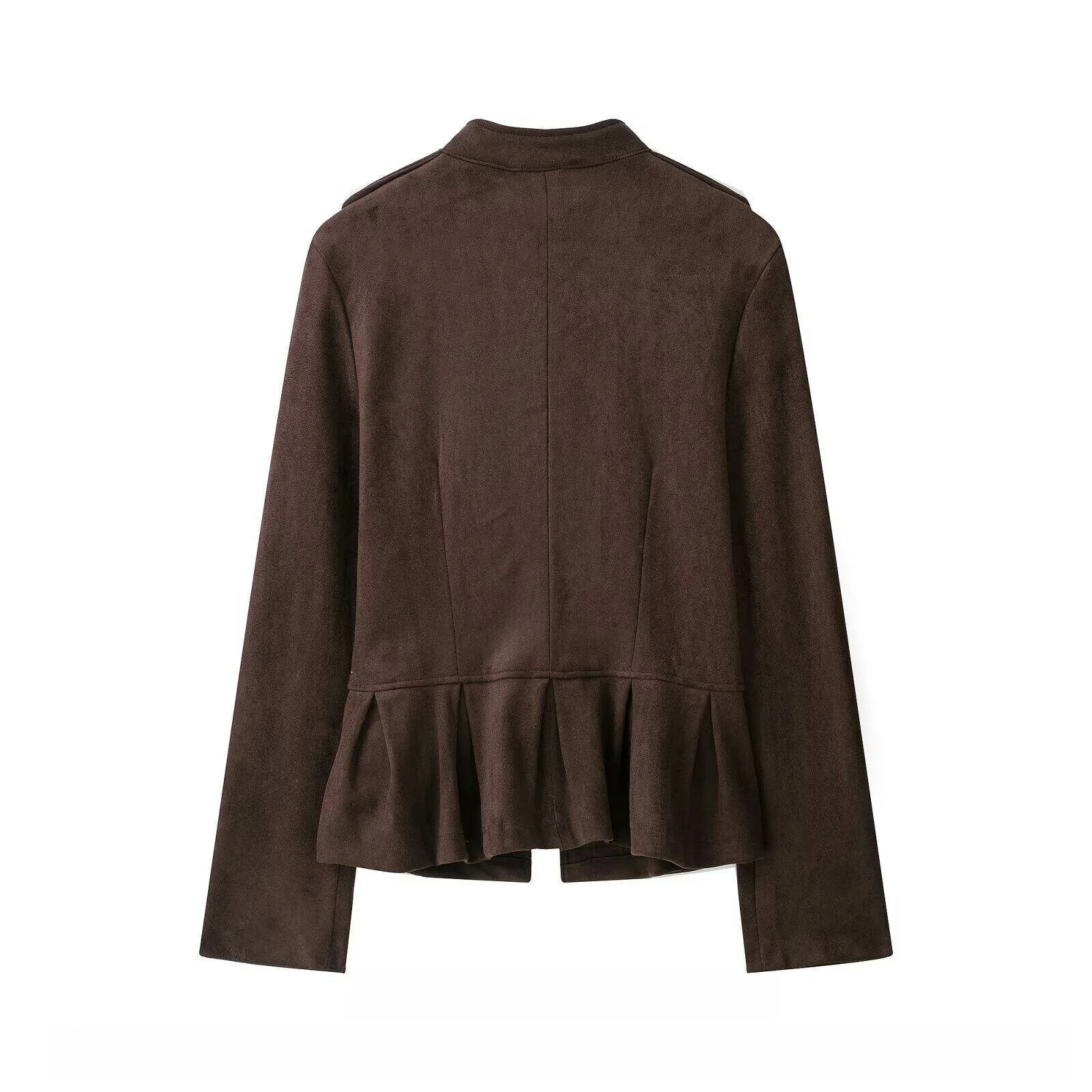 New 2026 Autumn Fashion Casual Long Sleeve Stand Collar Napoleon Nine Points Skirt Coat Women's Standard Fit Short Outerwear
