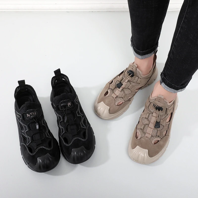 

Men's Summer New Beijing Cloth oes Breathable Me Slip-On Comfortable Beach oes Anti-Slip Hollow out Design Casual Sandals