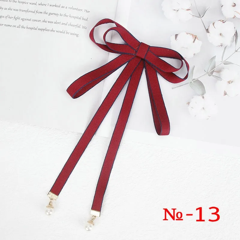 Perle Band Brosche Pin Frauen Fliege Vintage Schule Mädchen Weiß Kragen Schmuck Bowknot Shirts Krawatte Candy Farbe Rot Schmetterling – Detail 13