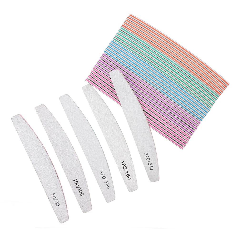 

100Pcs/Lot Nail Art Buffer File 80/100/150/180/240 Grit Strong Sandpaper Emery Boards Coarse Nails File For Home And Salon Use