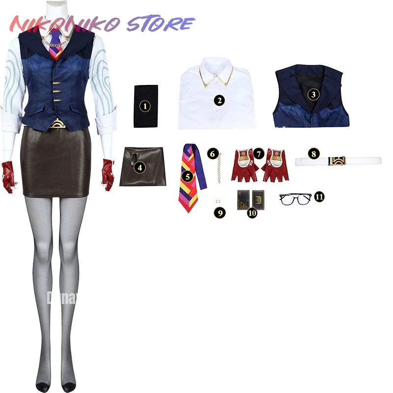 Anime Game Valorant Chamber 코스프레 Costume Women Short Skirt Vest Shirt Set Chamber Role-playing Women's Dresses suit XS-3XL