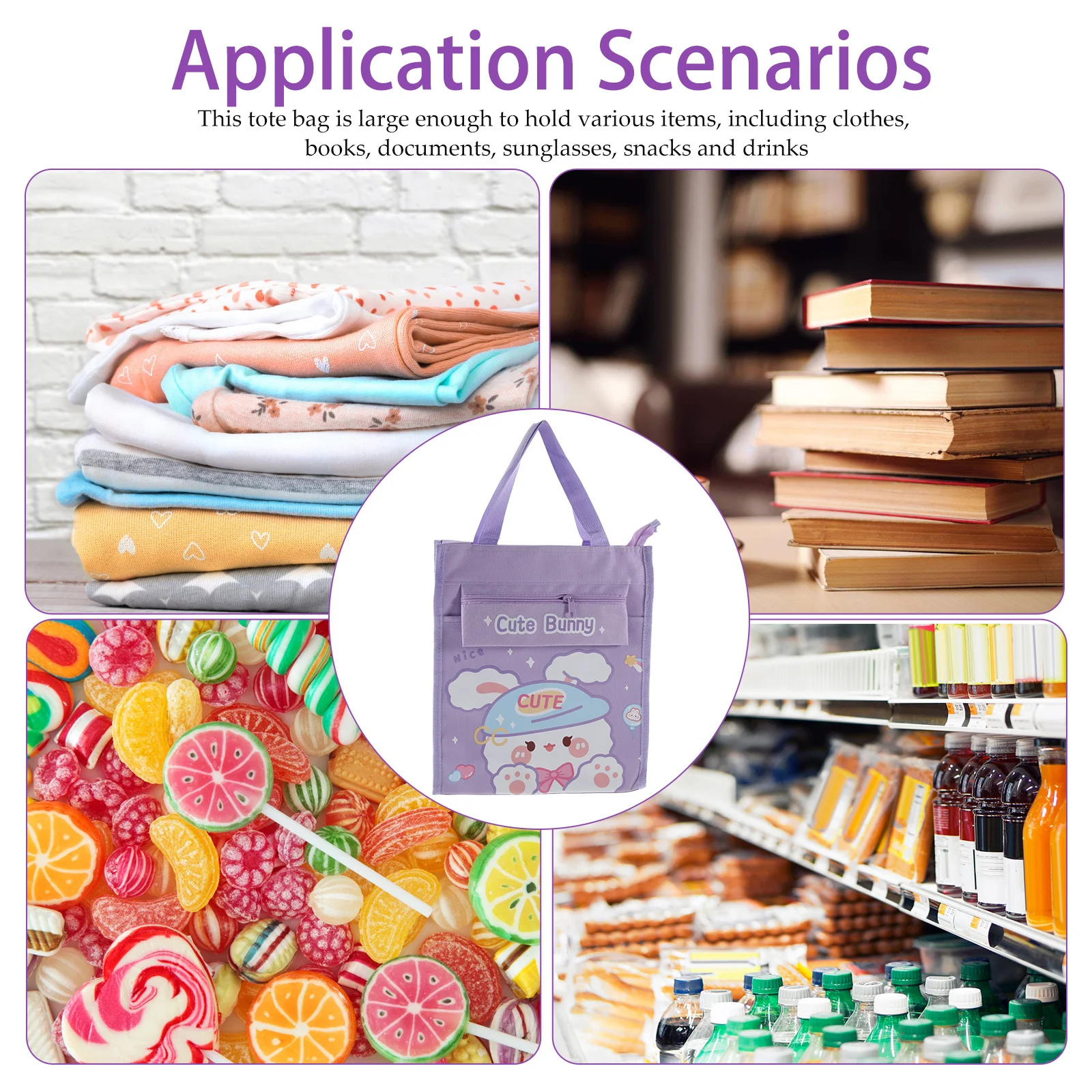 School Tote Bag Large Capacity Anti-Wear PVC Canvas Students Textbook Carrier File Storage Book Bag for School Gym Camping