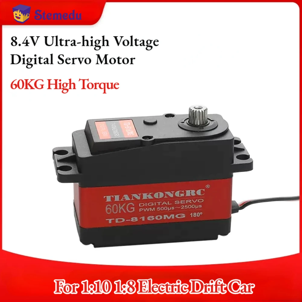 60KG TD-8160MG High Torque Half Metal Digital Servo Motor 90/180/270/360 Degree Angle Controllable for 1:10 1:8 Drift Car