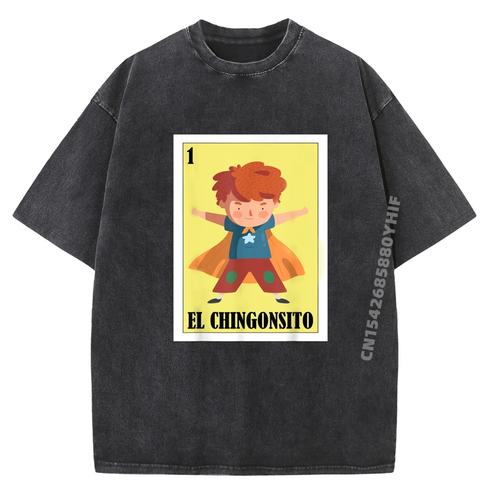 

Funny Mexican Design For Kids El Chingonsito Teeshirt Graphic T Shirt Men Trendy Washed Tops T Shirt Harajuku