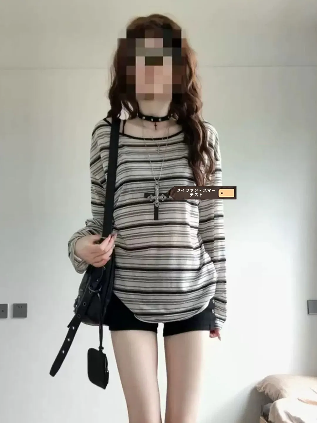 Loose Fit Striped Long Sleeve T-Shirt Women's Korean Style Casual Slimming Top Trendy Summer Breathable Comfortable round Neck