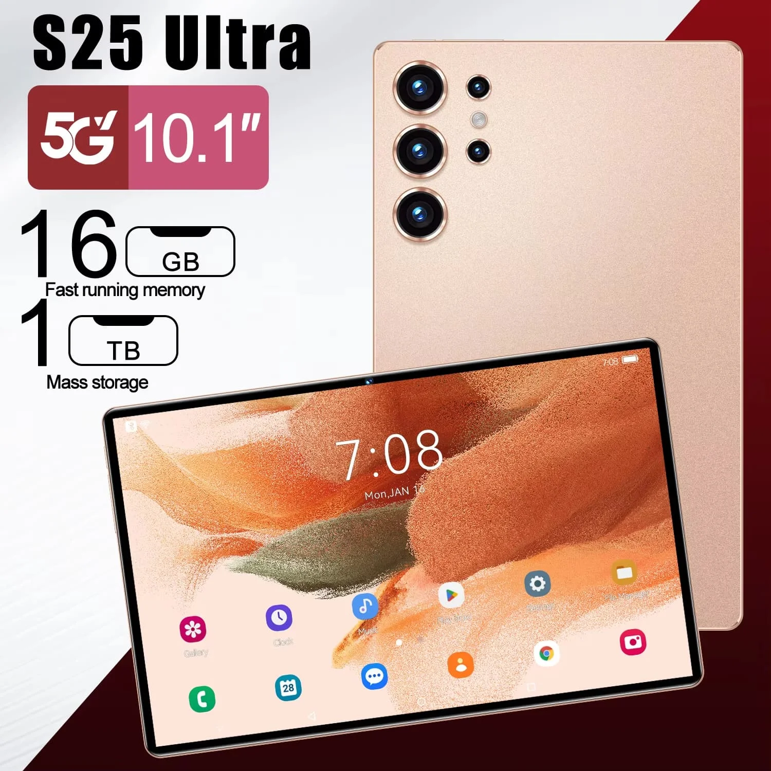 

2026 Original Global Version New Tablet Pad S25 Ultra 10.1 inch HD 4K Android 15 16GB+1T 10000mAh 5G Dual SIM WiFi GPS Tab