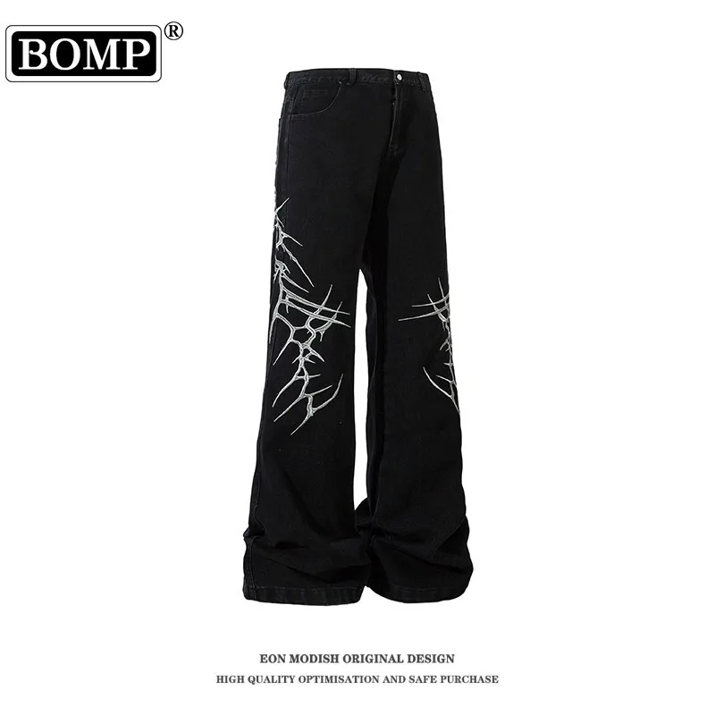 [BOMP] Men's Wear Autumn New American Street Trend Heavy Industry Embroidered Cowboy Pants