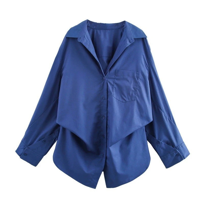 

Fashion Design Turn Down Collar Striped Shirts Women Office Pocket Long Sleeve Loose Blouses Woman Korean Single Breasted Shirt