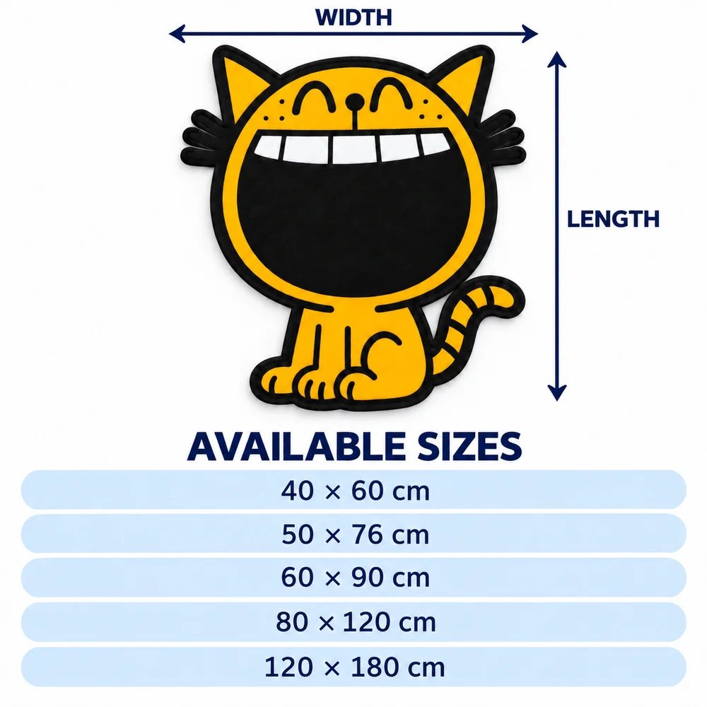 Comic Cat Shaped Area Rug Flannel Irregular D-Dog Man Indoor Mat for Bedroom Living Room Entryway Soft Indoor Carpet Home Decor
