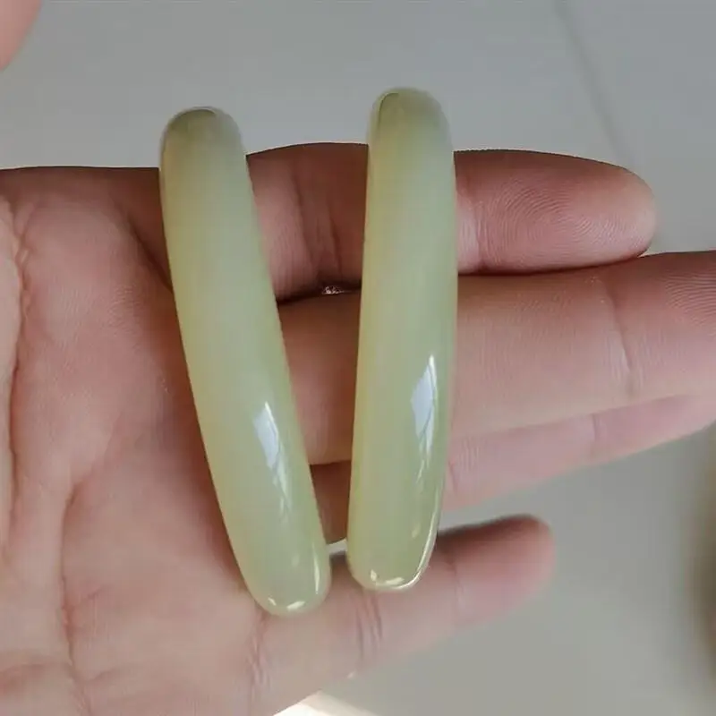 Hetian Qingshui Bracelet, Jadeite Mudfish Back Bangle, Old Mine Green-White Jade, Women's Model