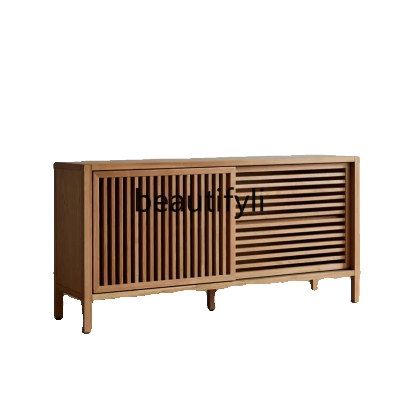 Living room locker Modern simple Nordic home log grille storage cabinet