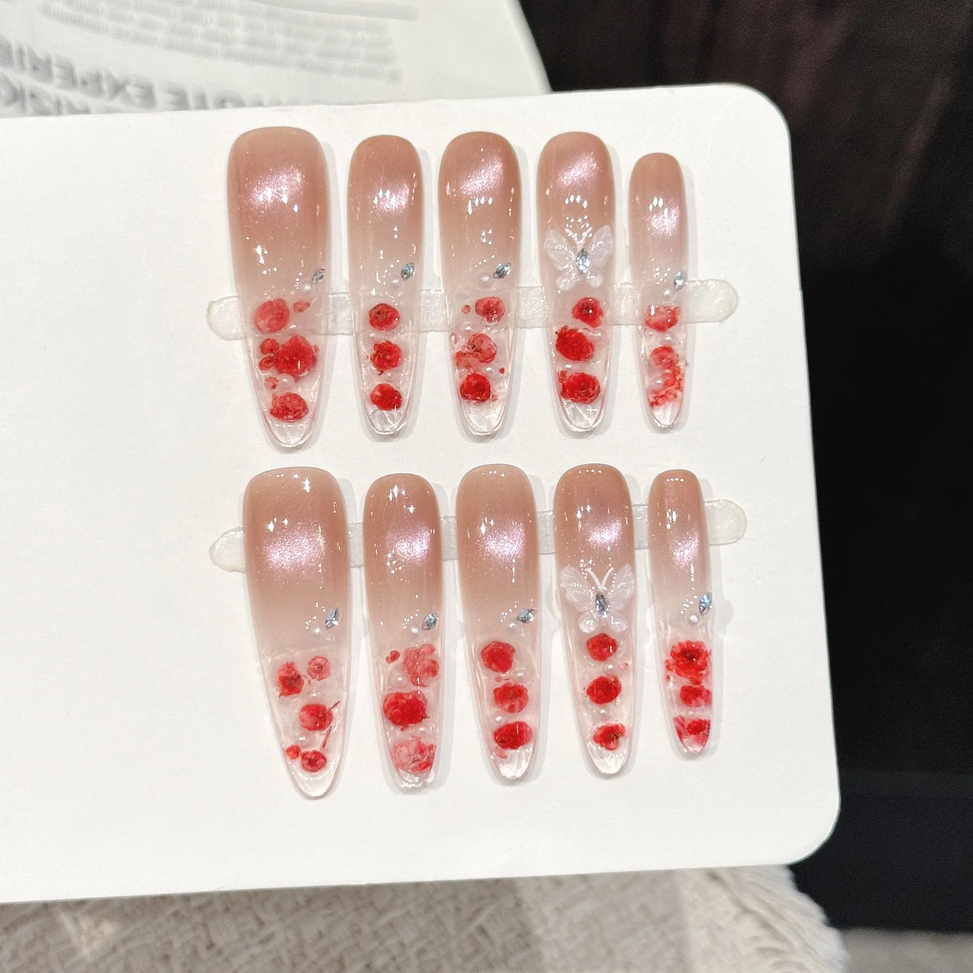 10PCS Stiletto Handmade Press  - Nail Art Press On ulasan dan harga