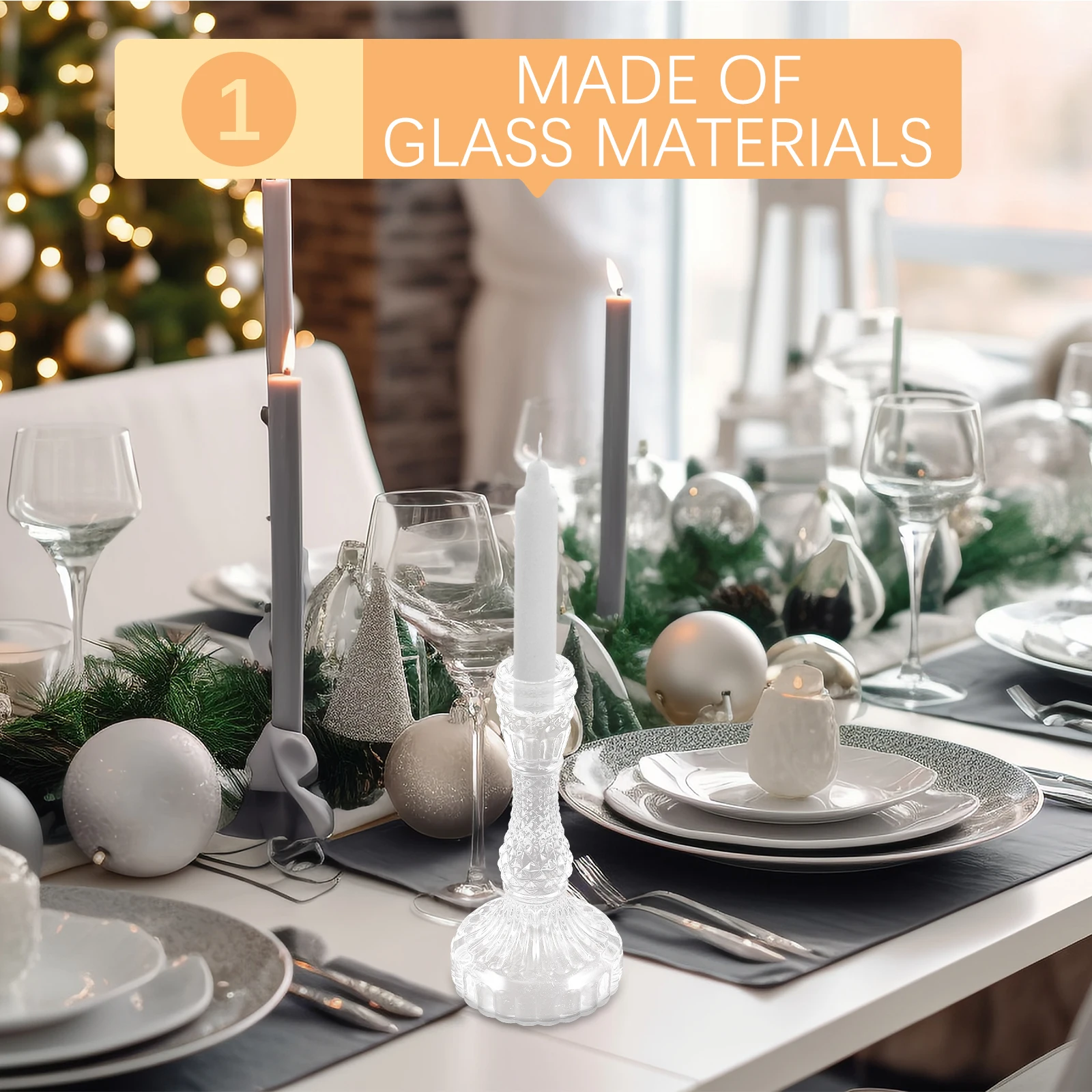 

2Pcs Glass Holders Clear Simple Design Romantic Wedding Party Dining Table Centerpiece Decorative Pillar Candlesticks