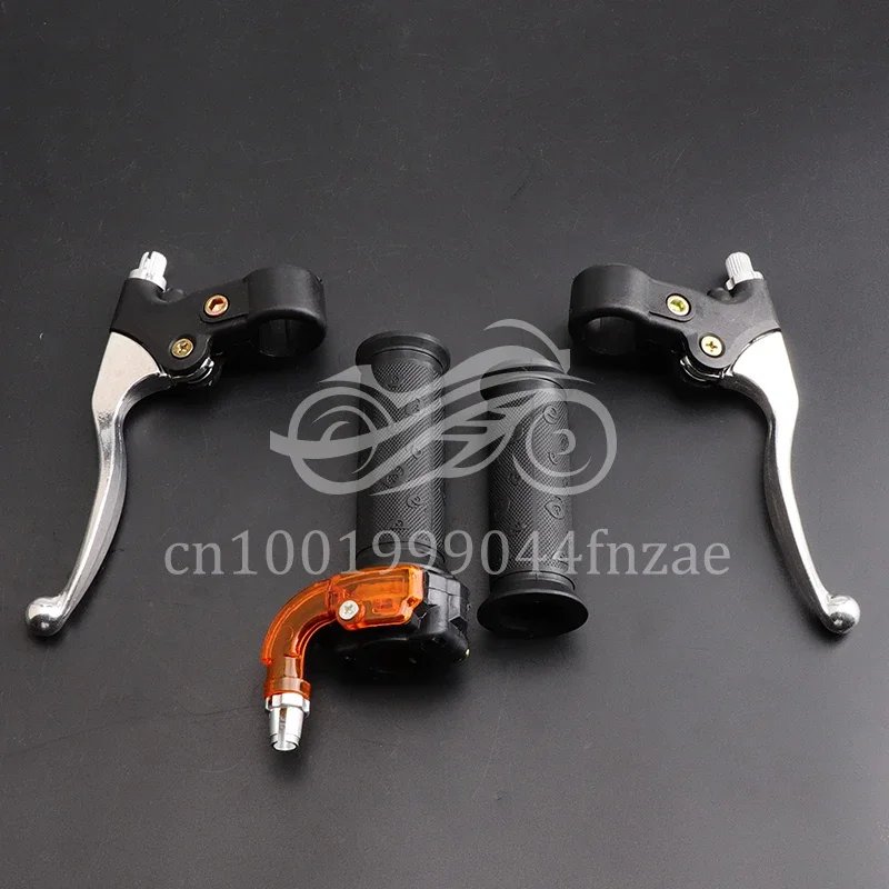 Juego de palancas de freno con empuñaduras de acelerador de 22mm para Mini Moto de 2 tiempos, 47cc, 49cc, Dirt Cross Pocket Bike, ATV, Minimoto, piezas de Motocross