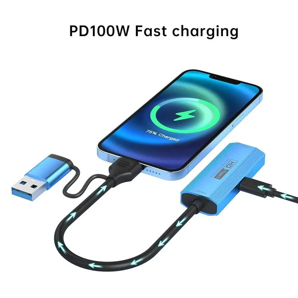 HDMI 4K Kompatibel dengan Kartu Pengambilan USB 3.0 A/C 1080P 60Hz Perekaman Akuisisi untuk PS4/5 Switch Kamera Game PC Streaming Langsung