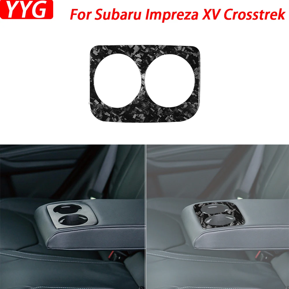 

For Subaru Impreza 2012-2016 XV Crosstrek 2013-2017 Forged Carbon Fiber Rear Water Cup Holder Trim Cover Car Accessories Sticker