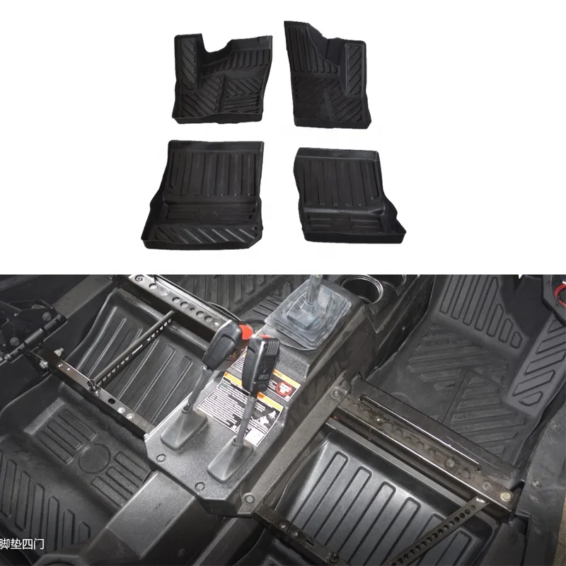 black  Front and Rear All Weather Floor Liners for Polaris RZR XP 4 1000 900 S Turbo 4 Door 2014-2021