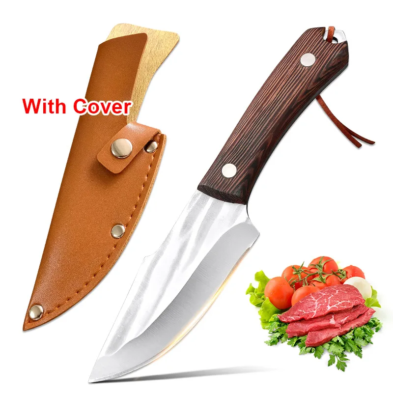 Sharp Boning Knife 3.5 inch Stainless Steel Cleaver Meat Slicing Knife for Household Cooking Tools Forged Wood Handle Knife