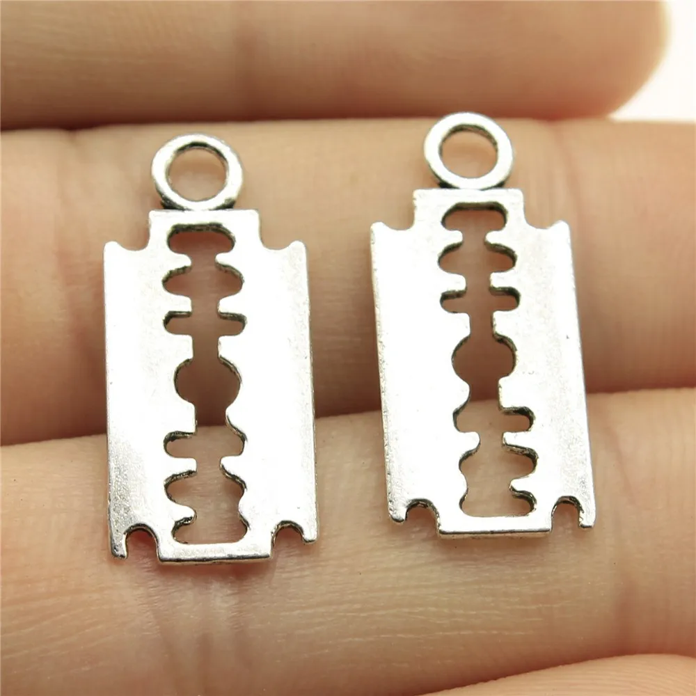 IFOCUS 20pcs/Lot Razor Blades Charms For DIY Jewelry Making Zinc Alloy 24x11mm/0.94x0.43inch