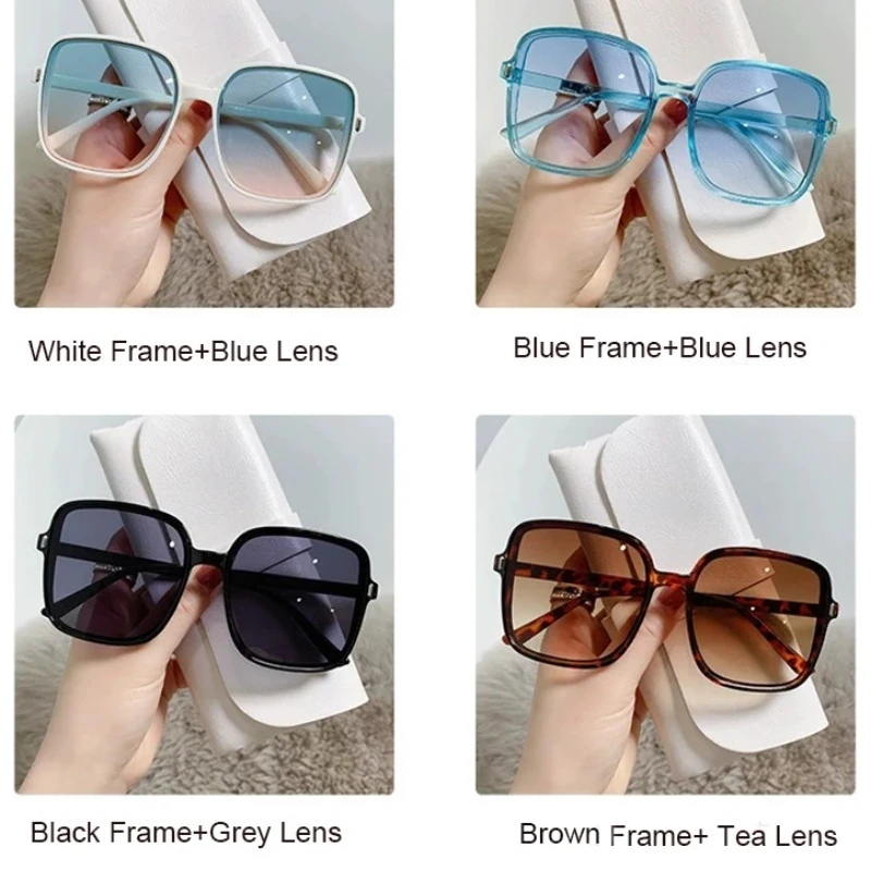نظارات شمسية مربعة كبيرة الحجم عتيقة 2025 للنساء موضة متدرجة للاستخدام الخارجي نظارات بتصميم كلاسيكي للسيدات بتصميم علامة تجارية فاخرة