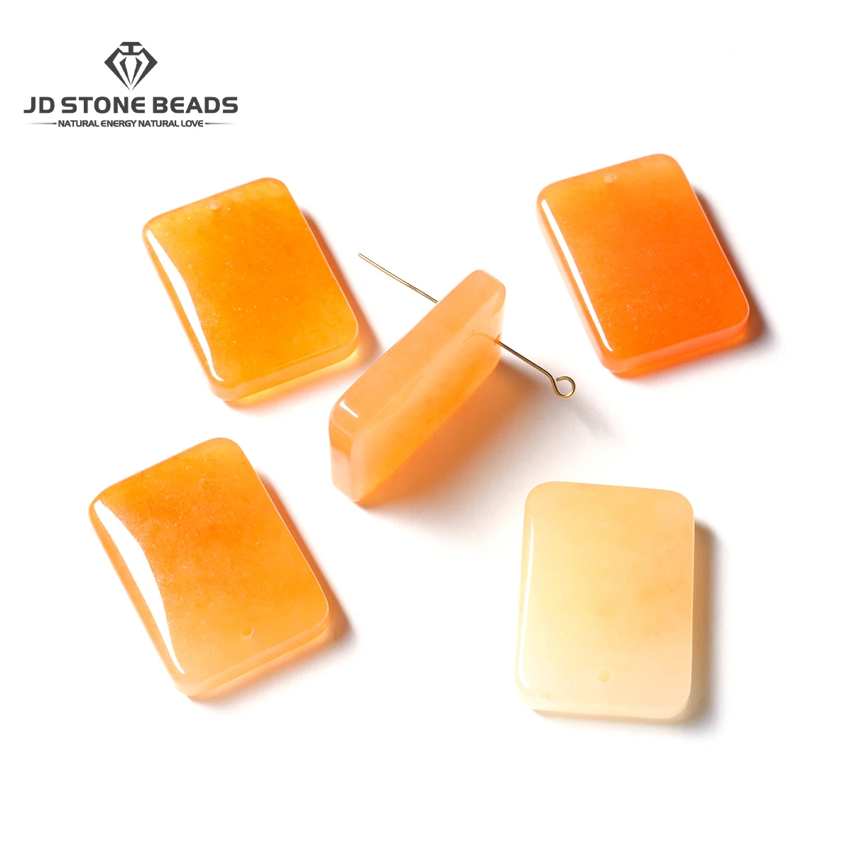 Natural Yellow Dragon Jade Rectangular Lucky Amulet Beads Icy Translucent Charm Spacer for DIY Necklace Bracelet Jewelry Making