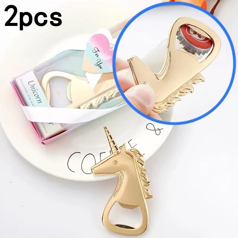 2pcs Funny Design Unicorn Shape Beer Bottle Opene Souvenirs Alloy Wedding Favors for Guests Bottle Opener Birthday Party Gifts