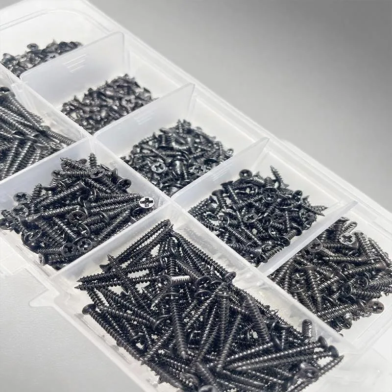 

800Pcs M2 Black Flat Head Cross Carbon Steel Self-Tapping Screw for Home Improvement DIY Engineering Electronic Products