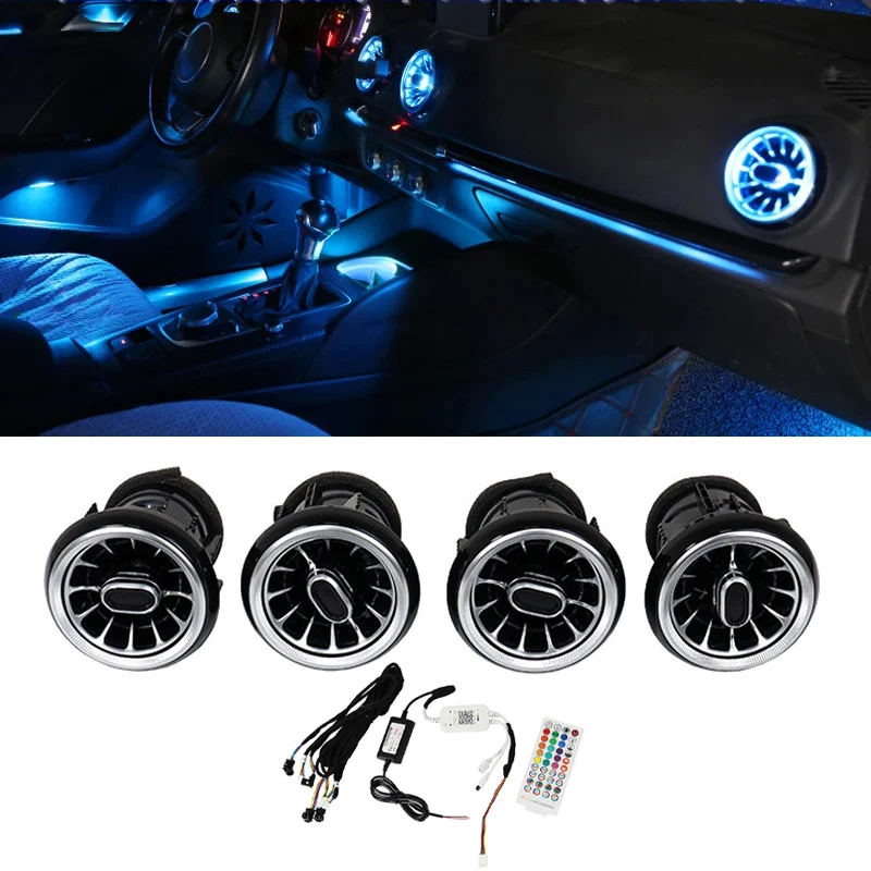 

4PCS Car LED Front Dashboard AC Air Condition Vent Outlet Turbo Interior Trim For Audi A3 2013-2020