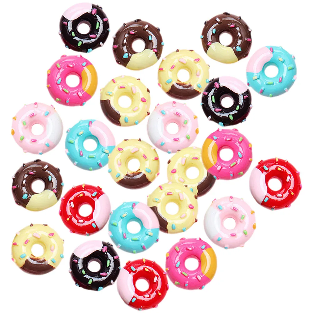 

30pcs Donut Resin Charms Flatback Phone Case Accessories Hair Clips Decorative DIY Crafts Cute Mini Doughnut for Jewelry