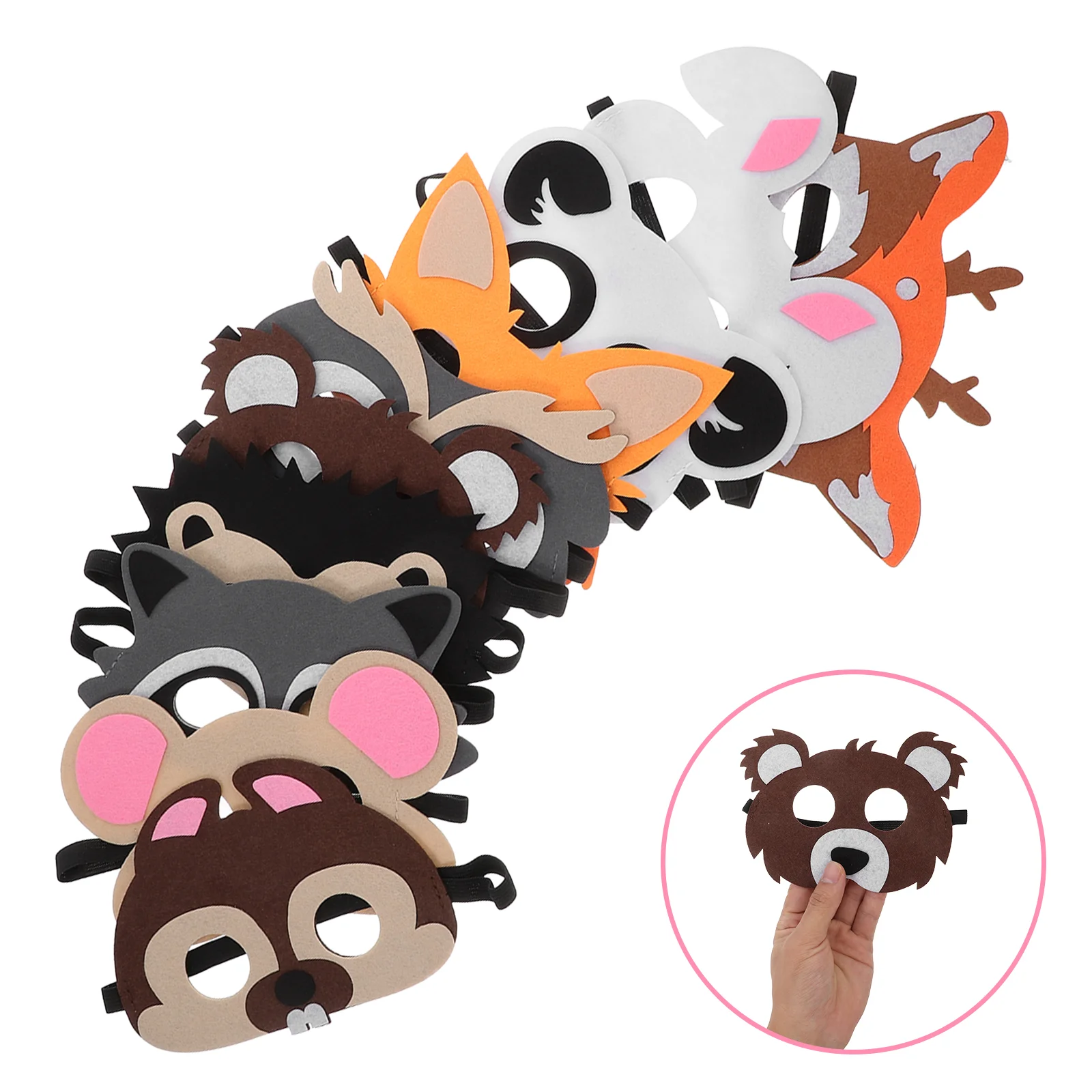 8 Pcs Animal Felt Mask Decorative Masks Funny Makeup Cartoon Halloween Adorable Cloth Prop Vivid