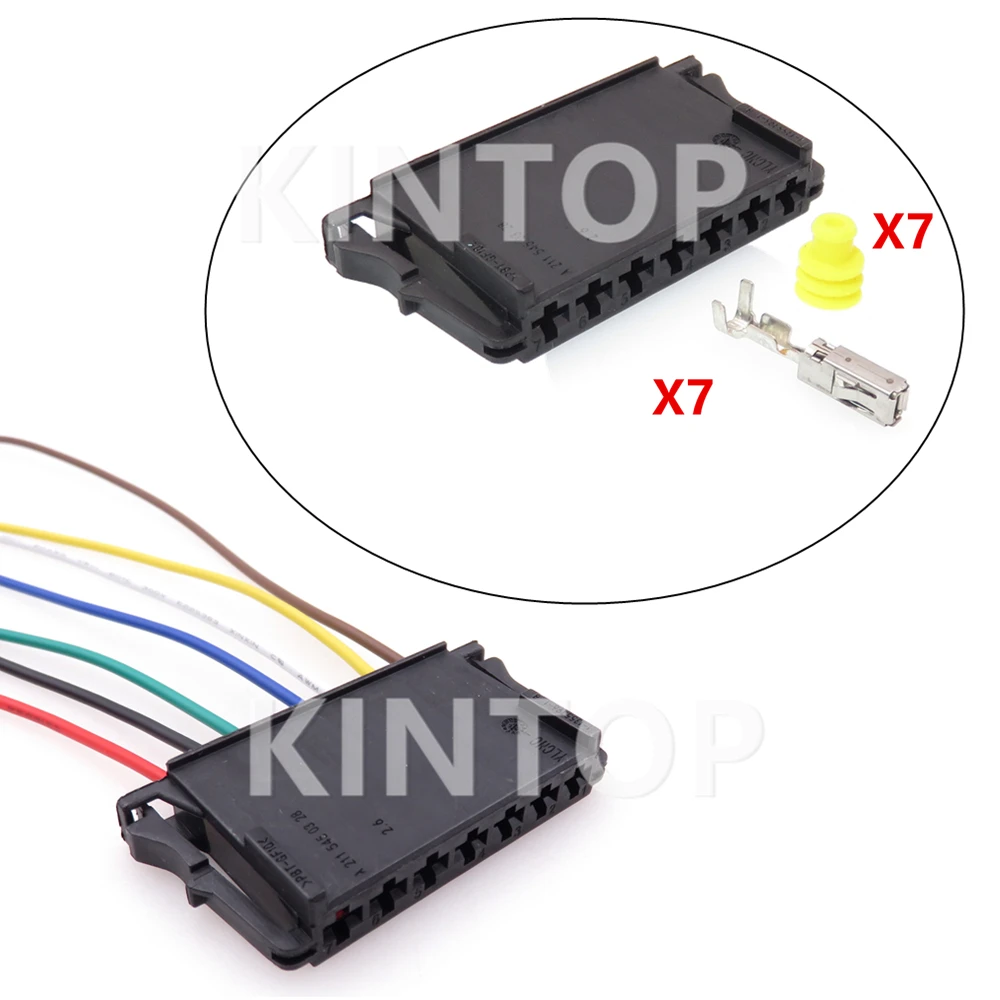 1 Set 7 Pins A2115450328 Car Cable Harness Electrical Connector With Wires Automobile Unsealed Socket Starter 1-1355396-1