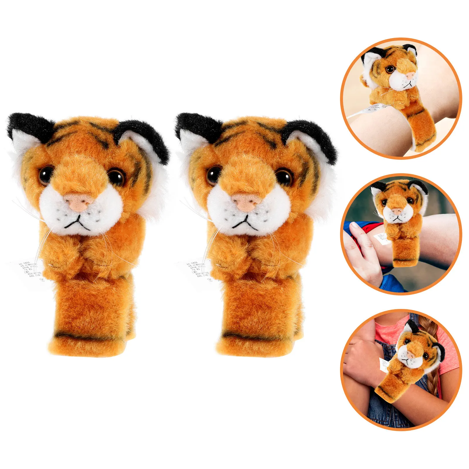 

2Pcs Animal Slap Bracelet Soft Stuffed Slap Bands Kids Party Favors Cartoon Decorative Wristbands for Birthday Jungle Theme