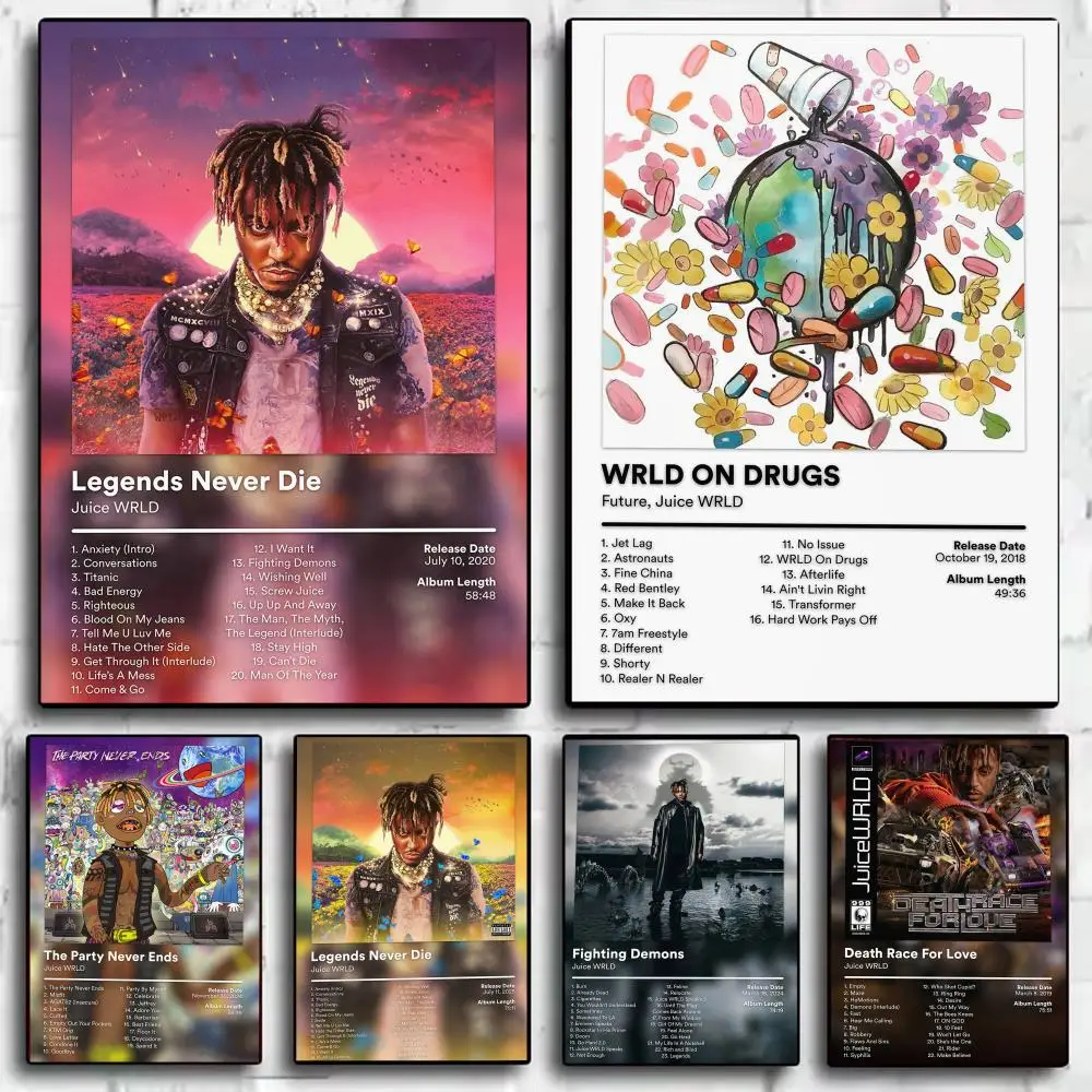Singer Rapper J-Juice WRLD Album Cover Poster Perfect Sticker Self Adhesive Wall Art Designed for Home Office Dining Spaces