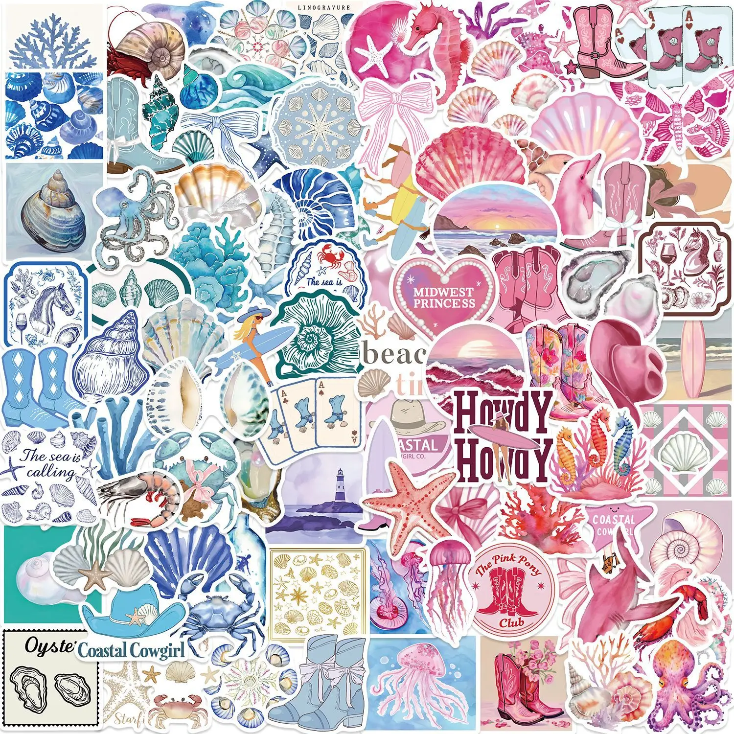 50/100 Uds. Pegatinas de grafiti estéticas de Costa azul y rosa decoración guitarra cuaderno equipaje DIY papelería libros pegatinas impermeables