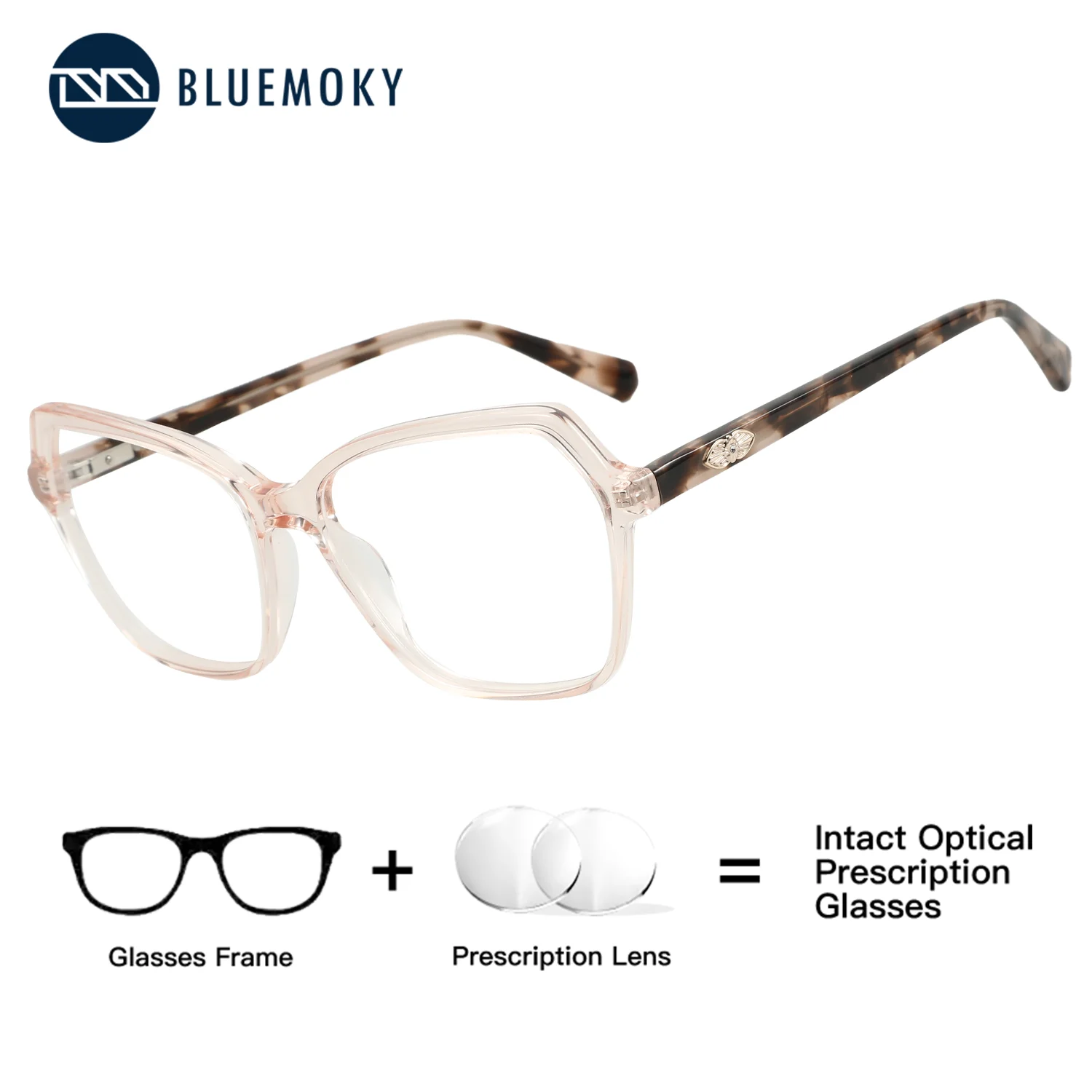 

BLUEMOKY (M Size) Butterfly Acetate Prescription Close Reading Glasses Women Anti Blue Light Photochromic Eyepieces Dioptric