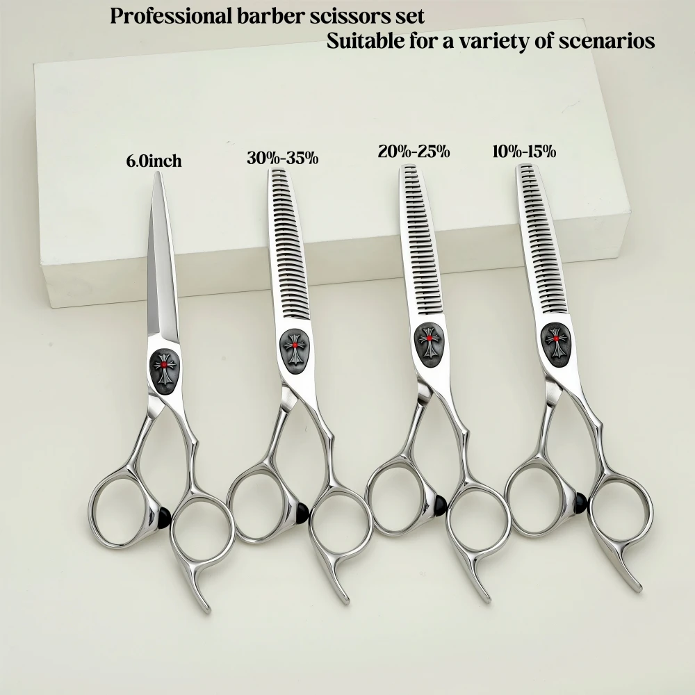 

6-Inch Professional Hairdresser Scissors Set Japanese 440C Steel Multi-Purpose Thinning Suitable for Salon And Home Use