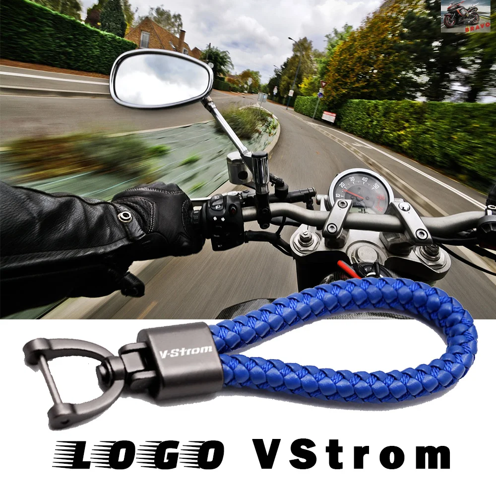 For SUZUKI V-STROM 800 DE 1050 DE VSTROM 800DE Accessories Hand Woven Keychain Custom Logo Leather Metal Keyring