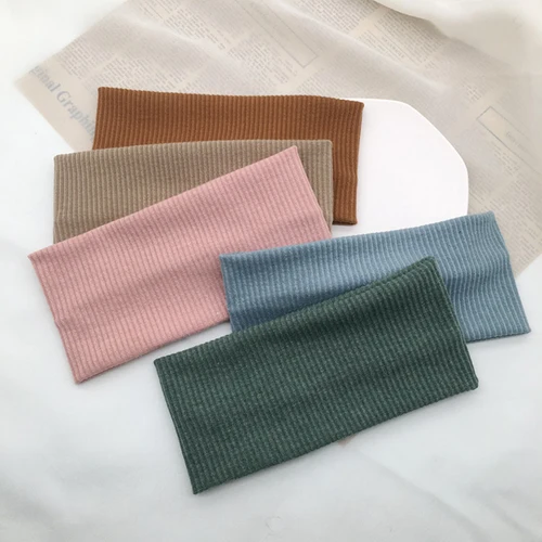 Imagen 2 del producto Diademas de Color sólido para mujer, nueva diadema tejida elástica para deportes, diadema para Yoga, accesorios para el cabello para niñas