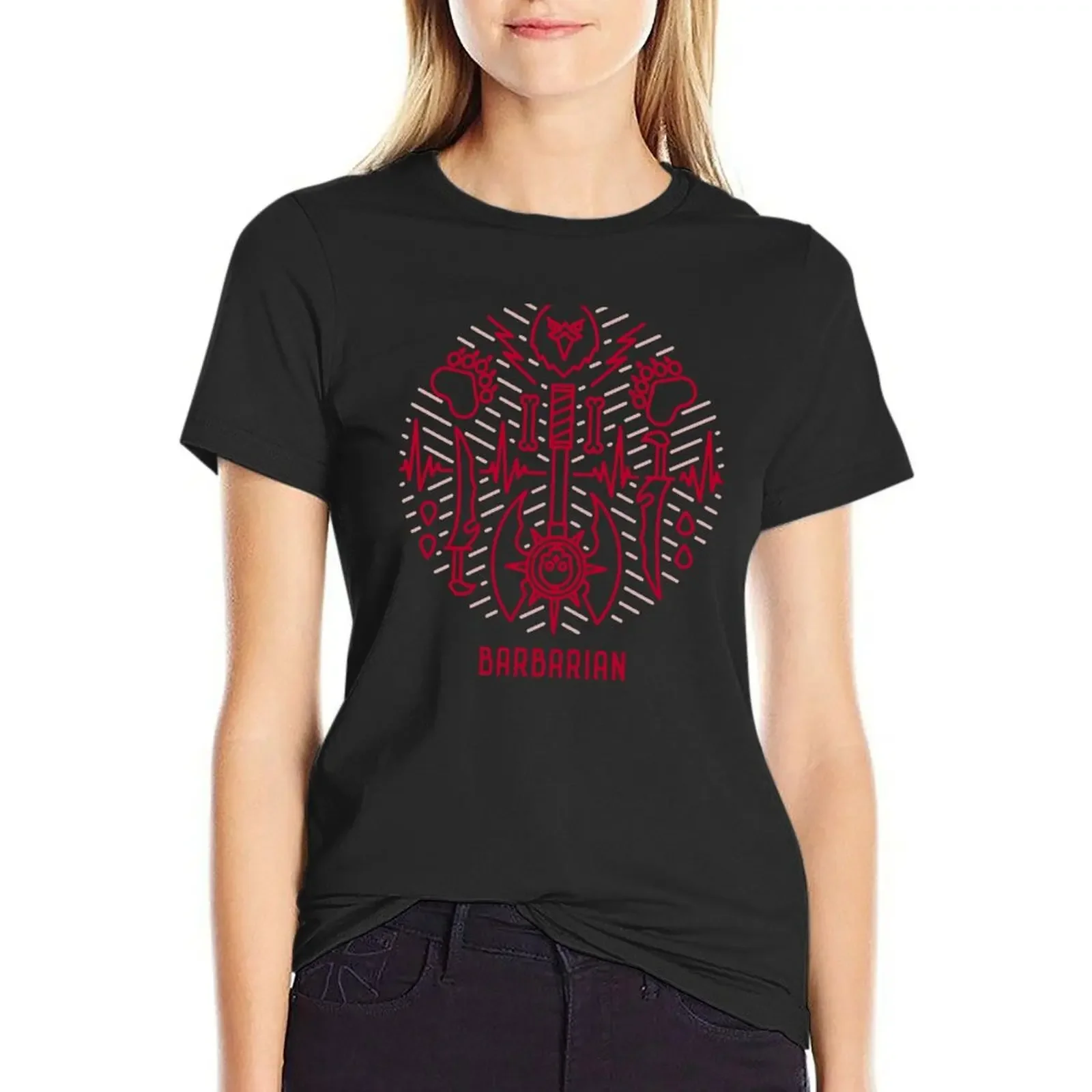 

Barbarian T-Shirt Female clothing lady clothes heavyweights korean Women's clothes