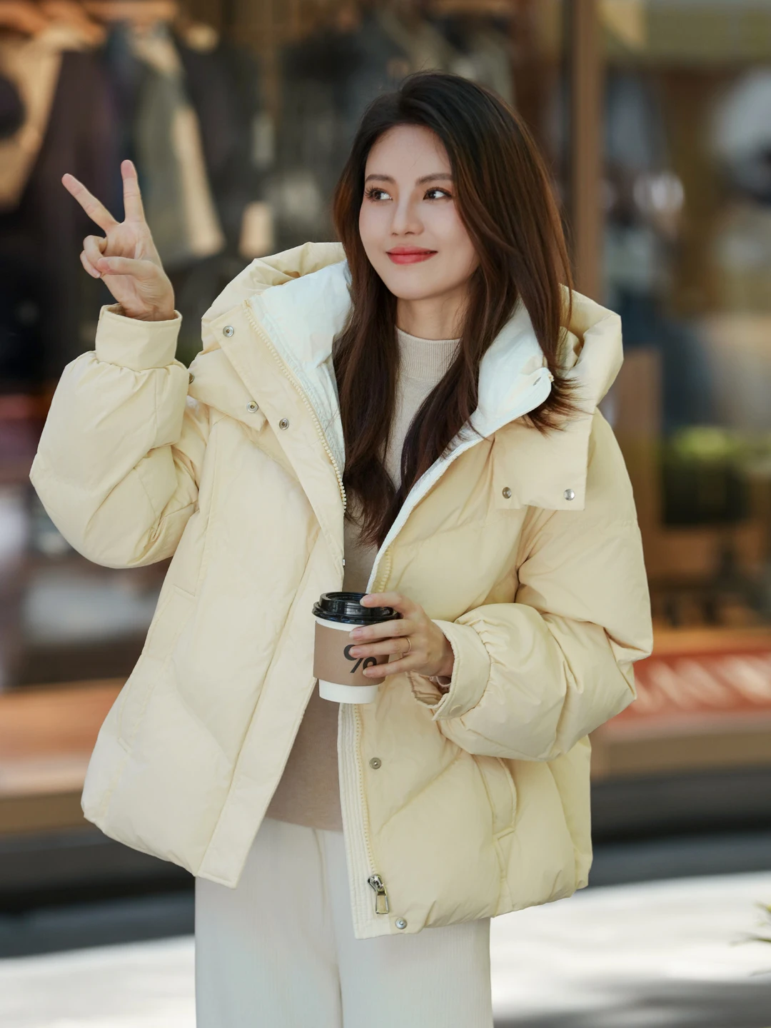 Piumino invernale blu Thiened Jaet da donna Sle coreano Sle Student Faion Cappotto di pane di piccole dimensioni Cerniera in fibra di poliestere