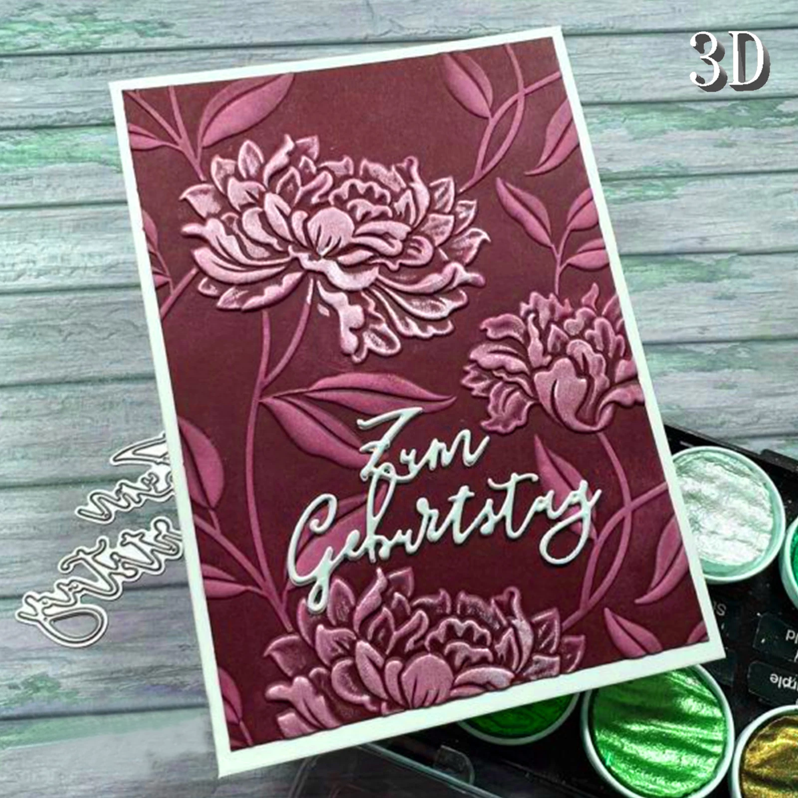 مجلد منقوش ثلاثي الأبعاد بتصميم زهرة منقوش رائع، يستخدم لطباعة بطاقات العمل وسجل القصاصات - بلاستيك متين، سهل الاستخدام