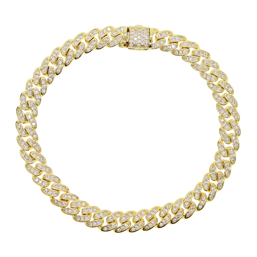 Fashion New Miami Cuban Link Chain Bracelet With Bling Cz Jewelry Wholesale Hip Hop Women Bracelet For Party Jewelry Drop Ship