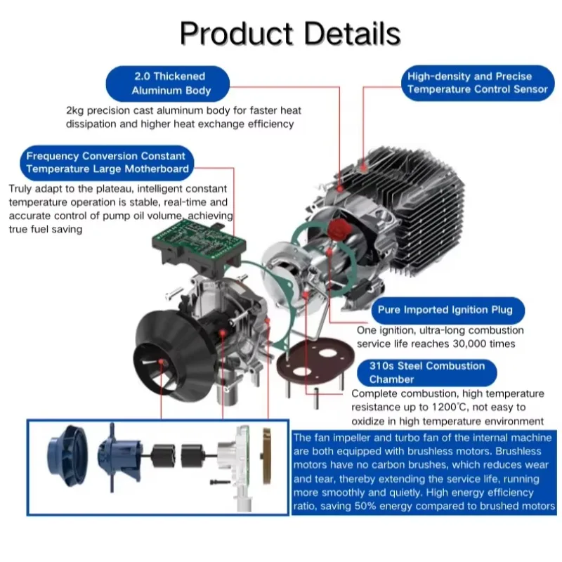 Pemanas Diesel 5KW Sumber Langsung, Pemanas Parkir OEM 12V/24V dengan Performa Standar Industri untuk Kendaraan Komersial ​