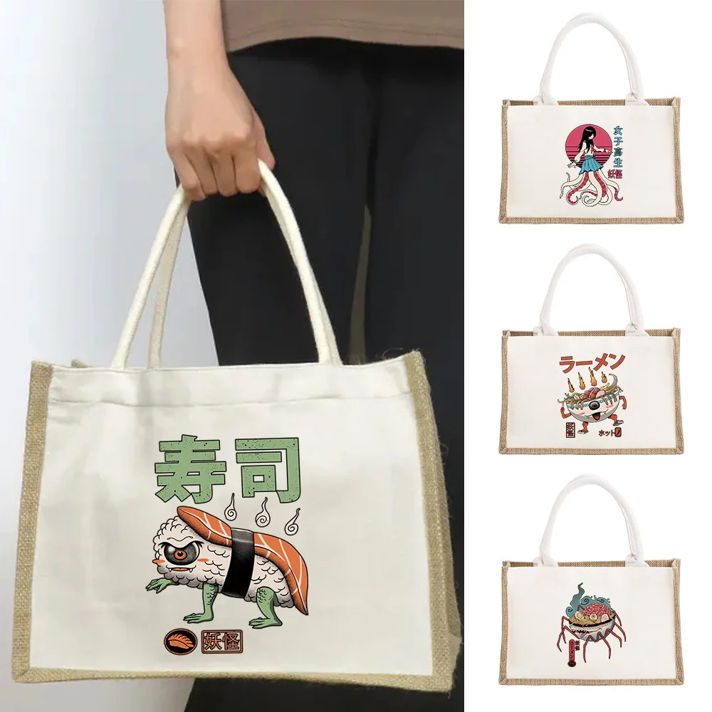 

Портативные женские сумки для покупок большой емкости, милая большая сумка с рисунком монстра, пляжная уличная легкая сумка для хранения продуктов