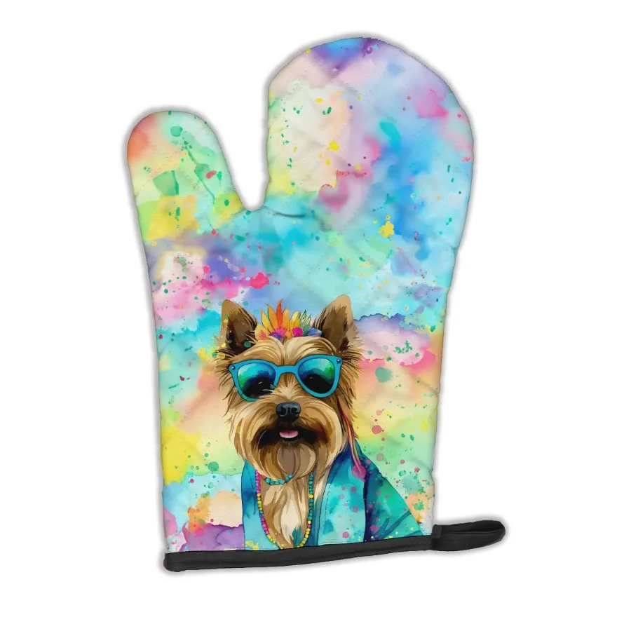 

Варежка для духовки Cairn Terrier Hippie Dawg, термостойкая толстая варежка для духовки для горячих сковородок и духовки, кухонная варежка для защиты рук, кулинарная варежка