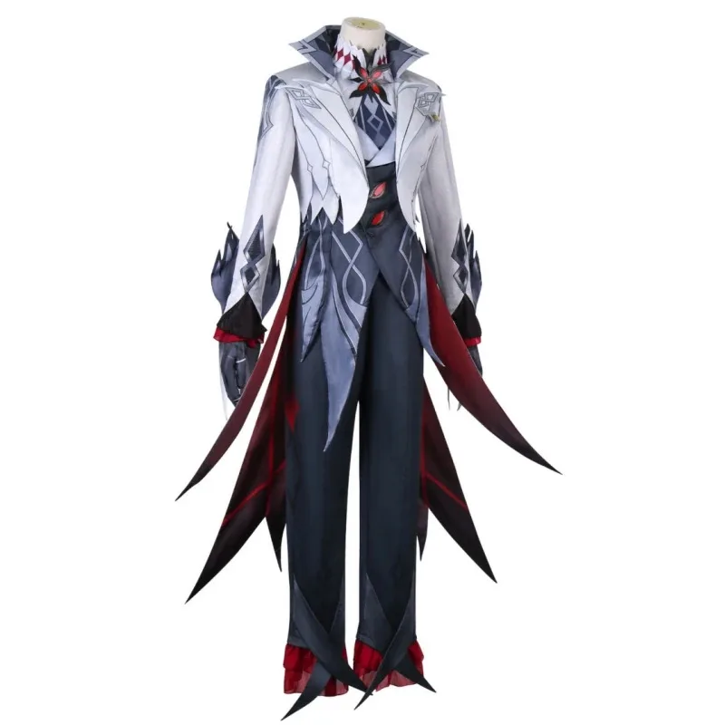 Genshin Impact Arlecchino The Knave Косплей Полный комплект парика Униформа Одиннадцать Fatui Harbingers Костюм Наряд Карнавальная вечеринка; 6'x,9;y'
