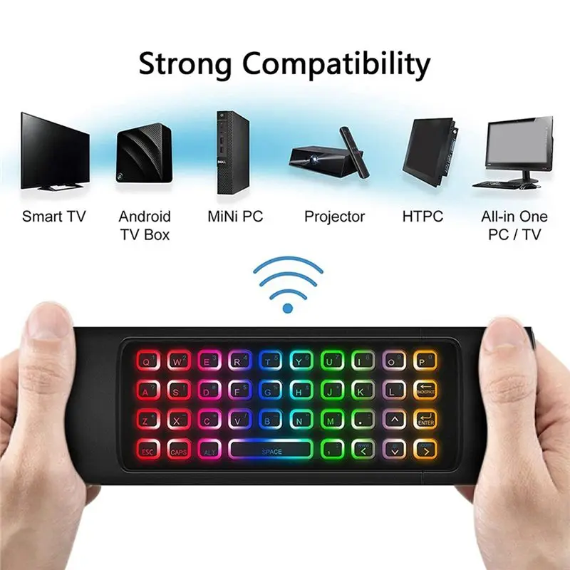 FFYY-3X Air Mouse For Android Tv Box, Mini Wireless Keyboard Air Remote Mouse Control With RGB Backlit MX3 Pro IR Learning